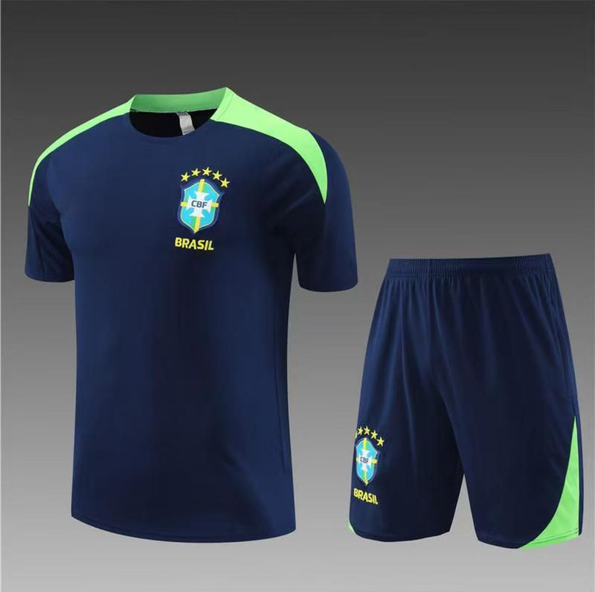 Brazil 24/25 Dark Blue & light green Short Set