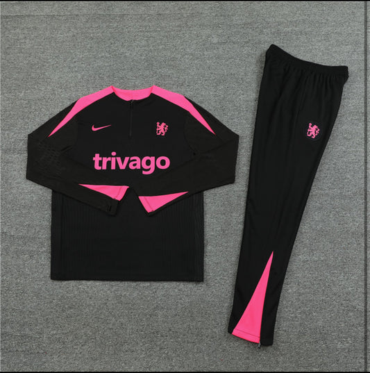 Chelsea Black & Pink 1/4 zip Tracksuit
