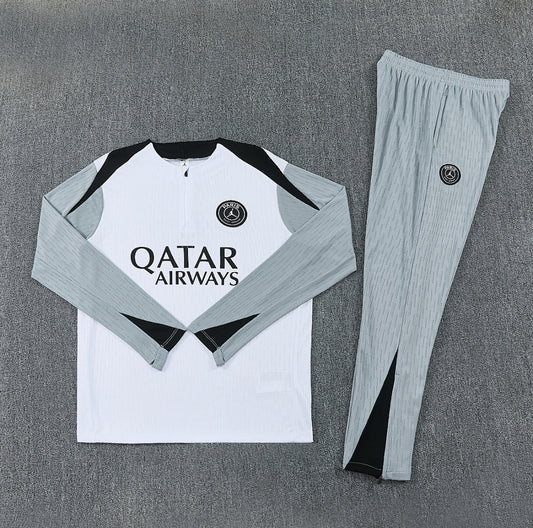 PSG 26/27 1/4 Zip Tracksuit White & Grey