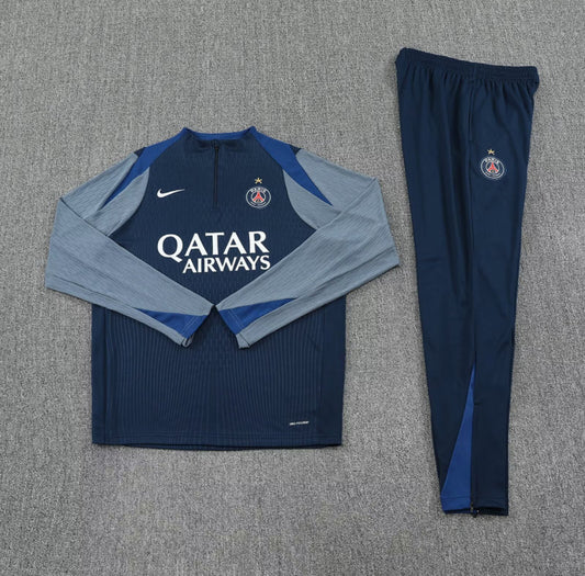PSG 25/26 1/4 Zip Tracksuit Dark Blue & Grey