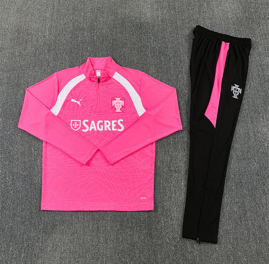 Portugal 2026 Pink & Black 1/4 Zip Tracksuit