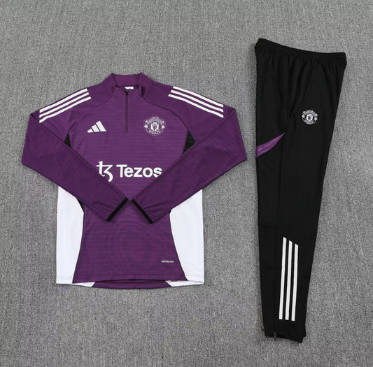 Man UTD Purple & Black 1/4 Zip Tracksuit
