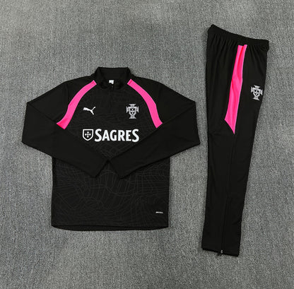Portugal 2026 Black & Pink 1/4 Zip Tracksuit