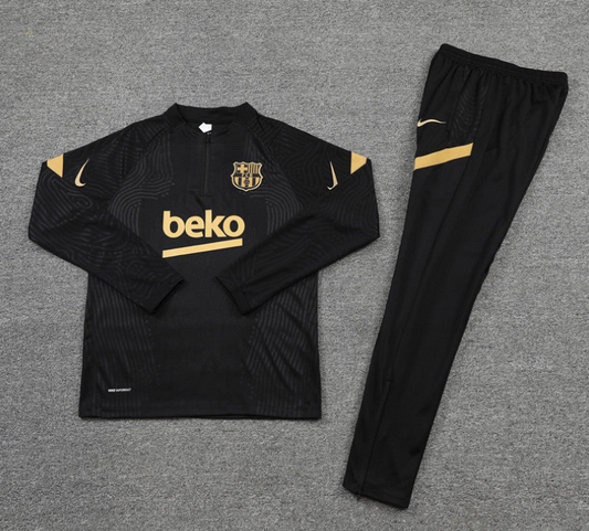 Barcelona black & Gold 1/4 Tracksuit
