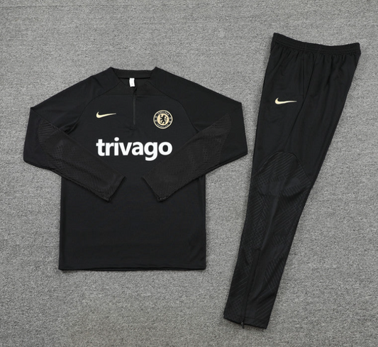 Chelsea Black 1/4 Tracksuit