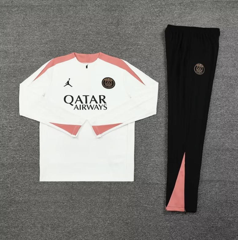 PSG White and Pink 1/4 Tracksuit