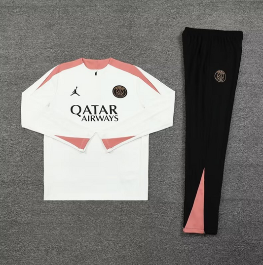 PSG White and Pink 1/4 Tracksuit